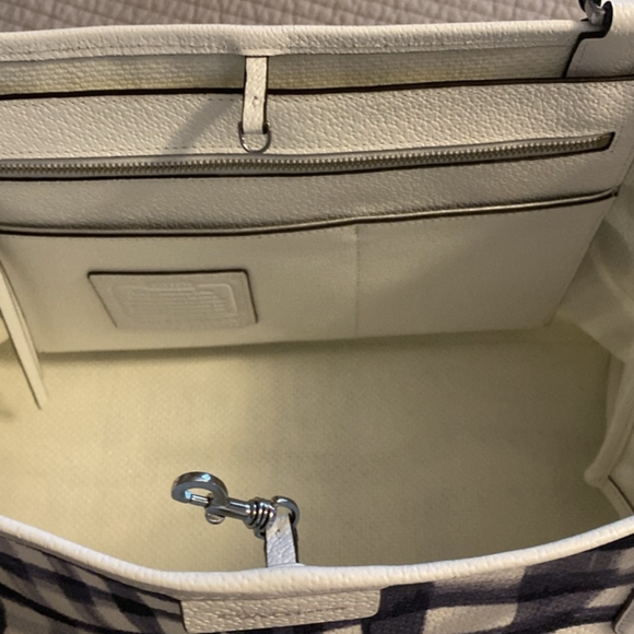 Coach Navy blue and white Gingham canvas purse - Picture 5 of 7